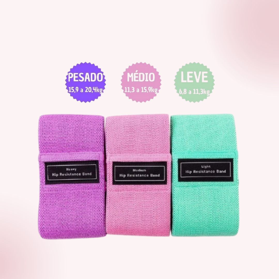 Kit Pilaris com 3 Faixas Elásticas de Resistência