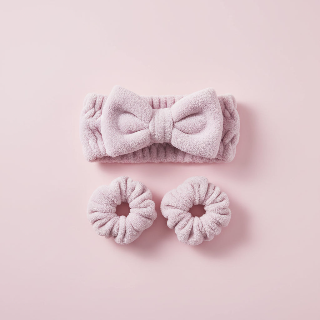 Kit Faixa de Cabelo com Pulseiras para Skincare